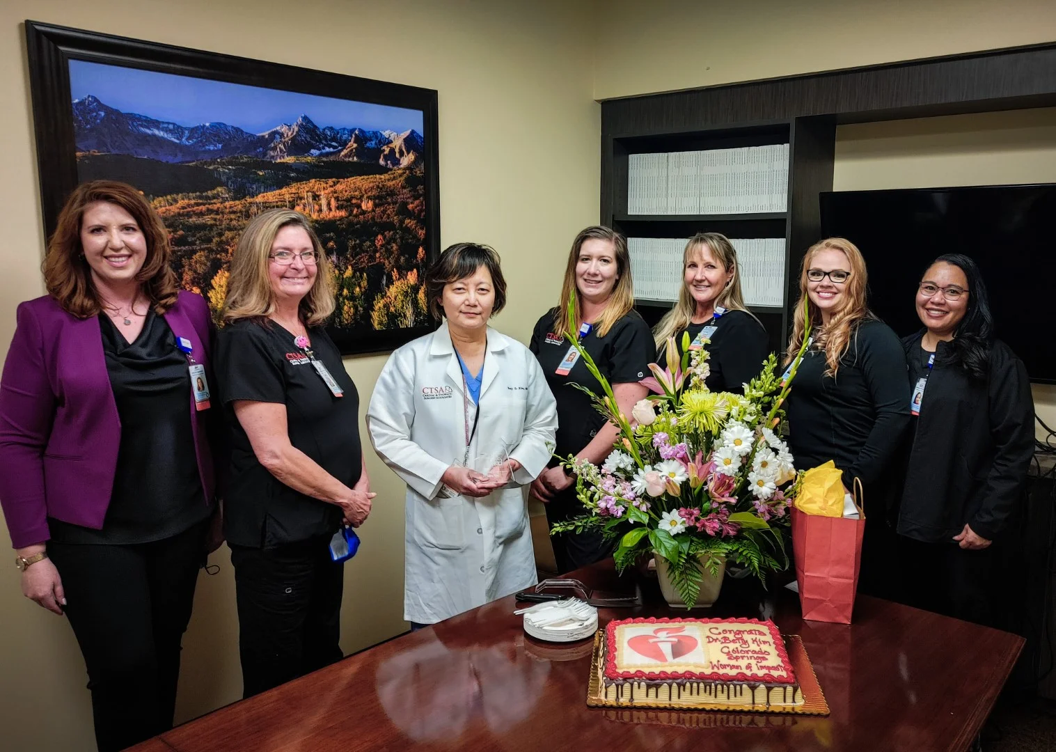 Dr. Kim receiving the American Heart Association’s Colorado Springs Woman of Impact award